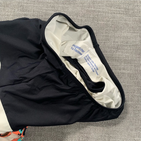 Sea Angel Halter Orange Floral Swimsuit Meadowdale Black Cheeky Bottom Womens L - Picture 9 of 14